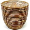 Pot round balloon stripe bronze d18h16cm