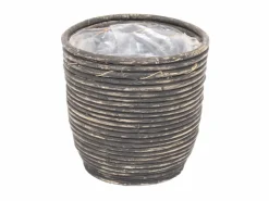 Pot round balloon stripe bw d20h19cm