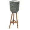 Pot stripe wooden legs green d25h74cm