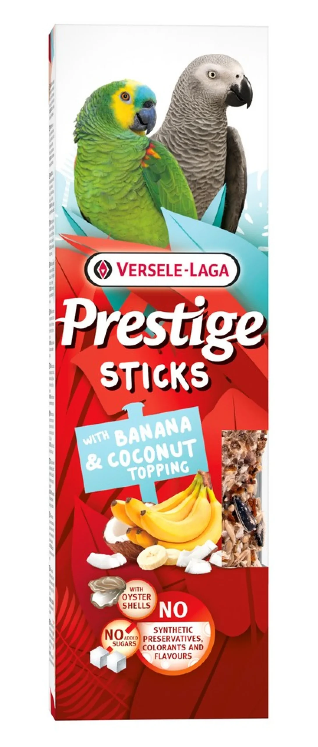 Prestige sticks papegaaien met banaan & kokos-topping - 2 stuks 140g