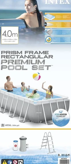 Prism rectangular frame pool set 400x200x100cm