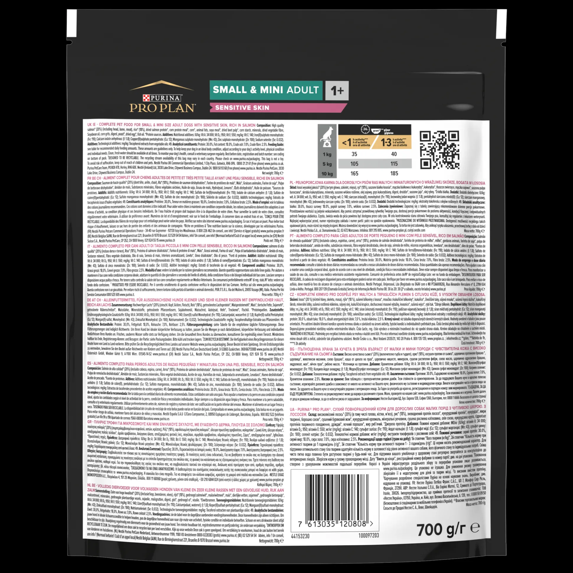Pro plan sensitive skin hondenvoeding brokjes adult small & mini zalm 700g