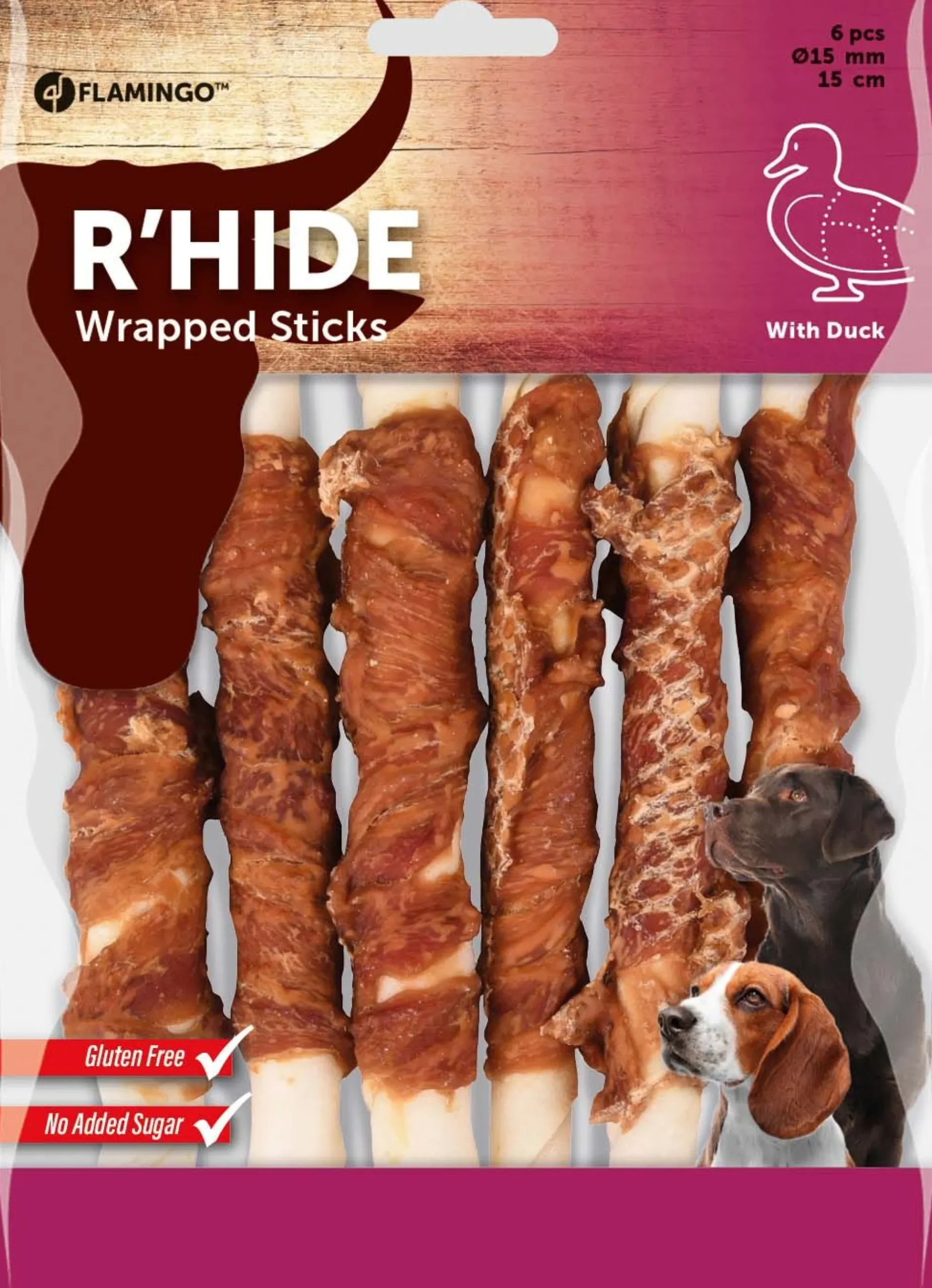 R'hide duck wrapped stick 15mm 15cm 6st 180gr