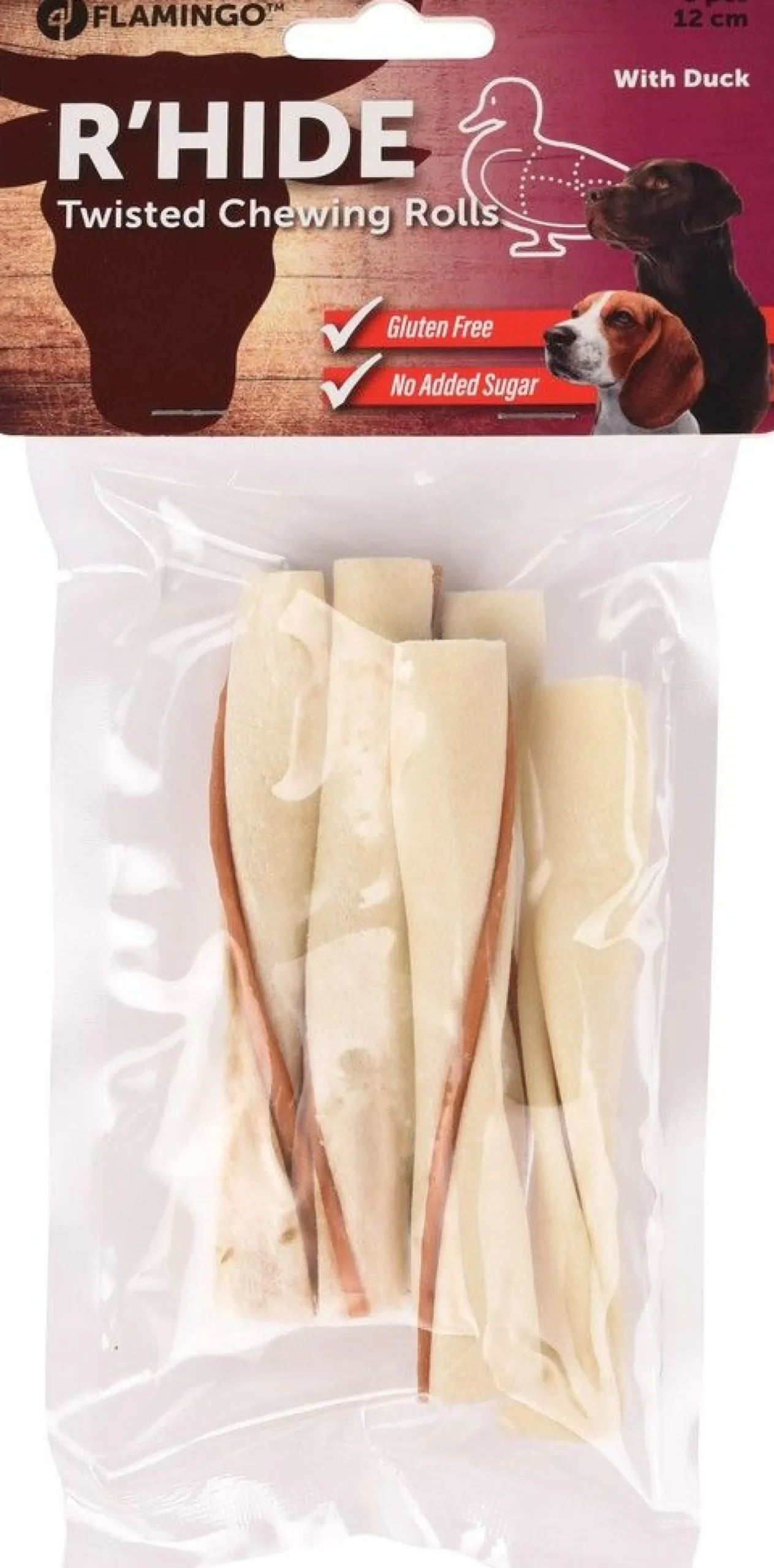 R'hide twisted chewing rolls with duck 12cm 5st 70gr