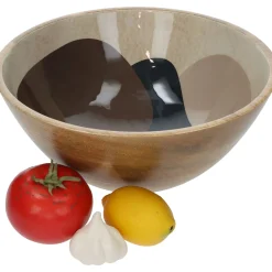 Schaal organische hout beigebeige 30x30x12cm