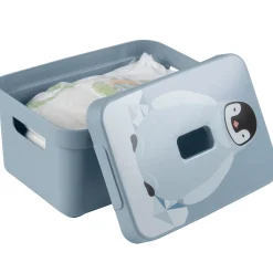 Sigma home deksel pinguïn blauw - opbergbox 5l