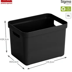Sigma home opbergbox 18l zwart