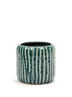 Sixties Pot ribbels blauw grijs d14 h12,5