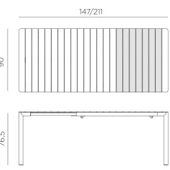 Tevere tafel verlengbaar 147cm antraciet