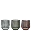 Theelicht houder glas groen roze 3 assorti - h8xd8cm