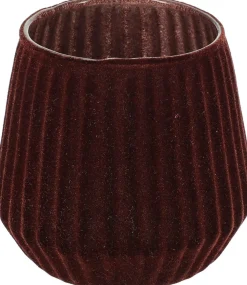 Theelichthouder 9cm glas bruin