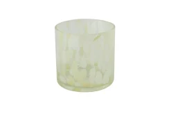 Theelichthouder rond - wit/geel