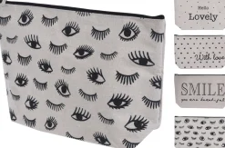 Toilettas canvas 33x20 cm 4 ass design