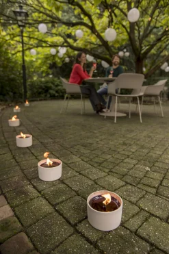 Tuinkaars in ronde terracotta schaal wit 11u - zwart