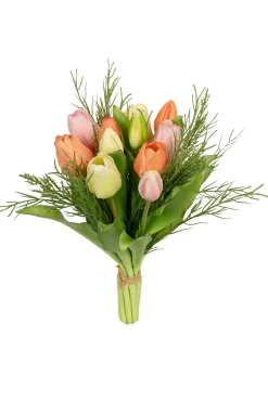 Tulpenbundel/gras zalm/roze mix