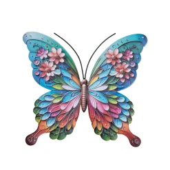 Vlinder met bloemen wand decoratie 46,3x50cm