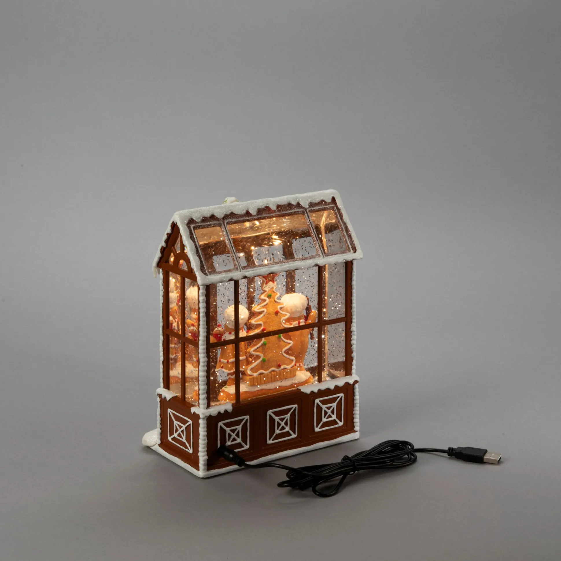 Waterspinner peperkoekhuisje led warmwit voor binnen