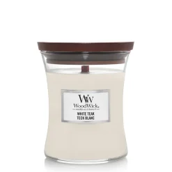 Woodwick Geurkaars white teak medium