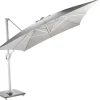 Zweefparasol Malaga wit-soft grijs
